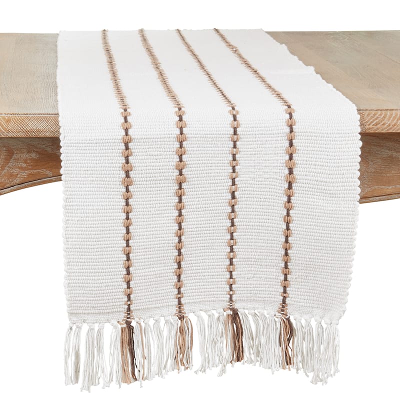 Striped Design Table Runner - 16"x72" - 16"x72" - Ivory