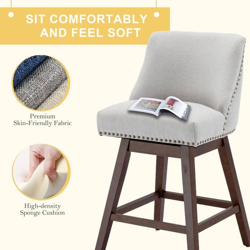 Counter Height Swivel Nail Head Upholstered Barstools Set of 4