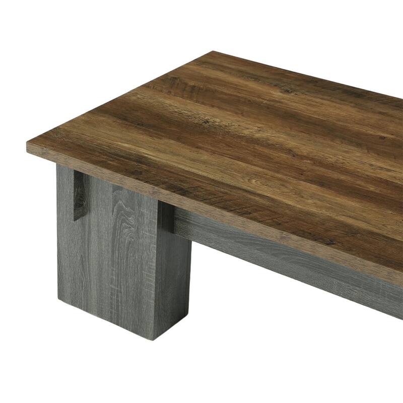 Rectangle Coffee Table, 55'' Farmhouse Center Cocktail Table with Thick Legs