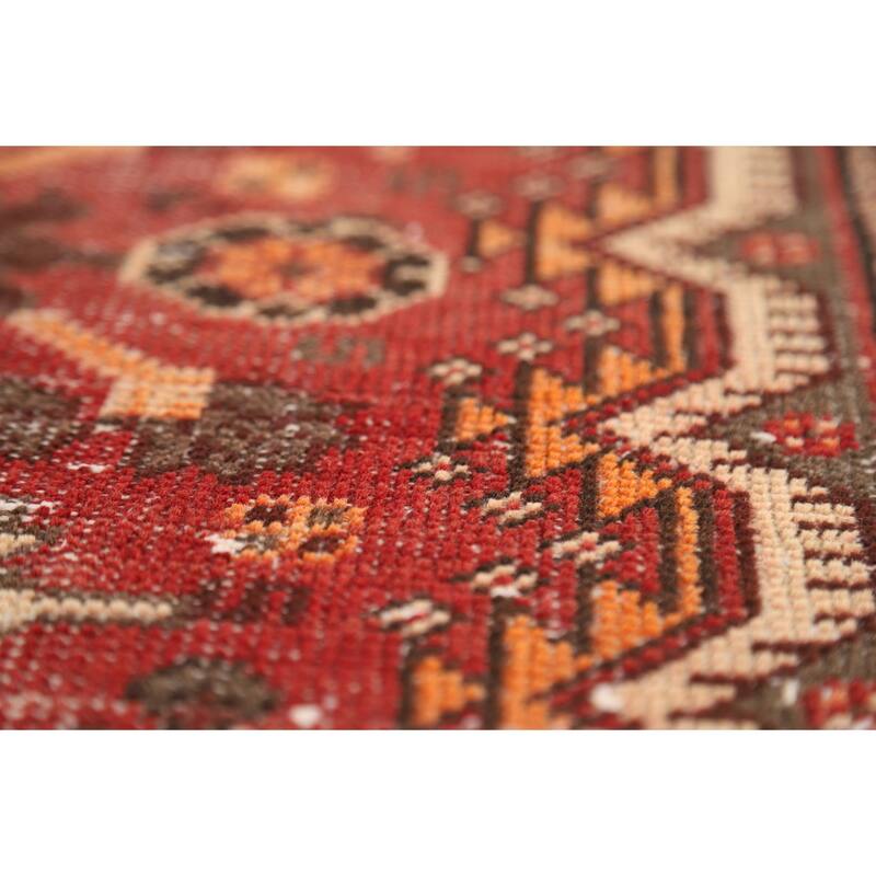 Tribal Red Bakhtiari Persian Vintage Area Rug Handmade Wool Carpet - 6'7"x 10'2"