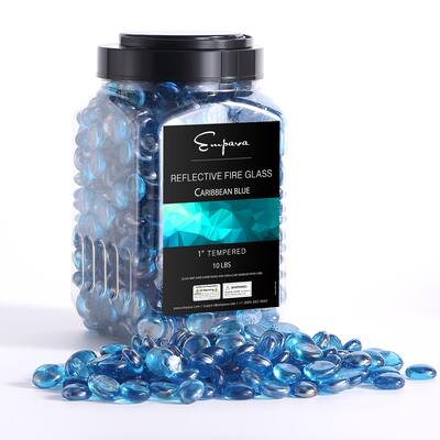 10 lbs. 1.0-in Blue Drop Beads Reflective Fire Glass for Gas Fire Pit