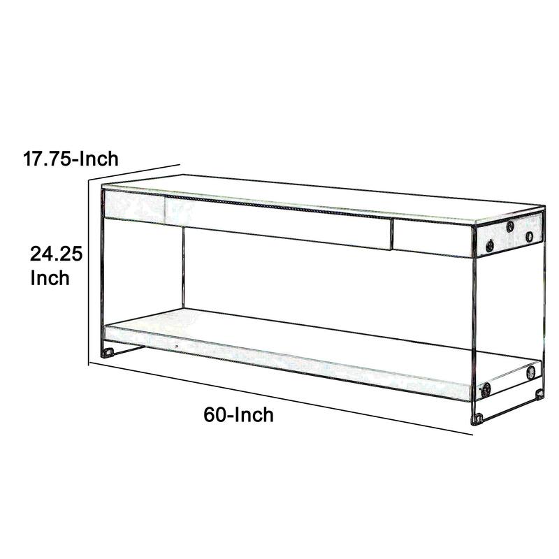 Contemporary Style Plastic TV Stand with Glass Side Panels, White