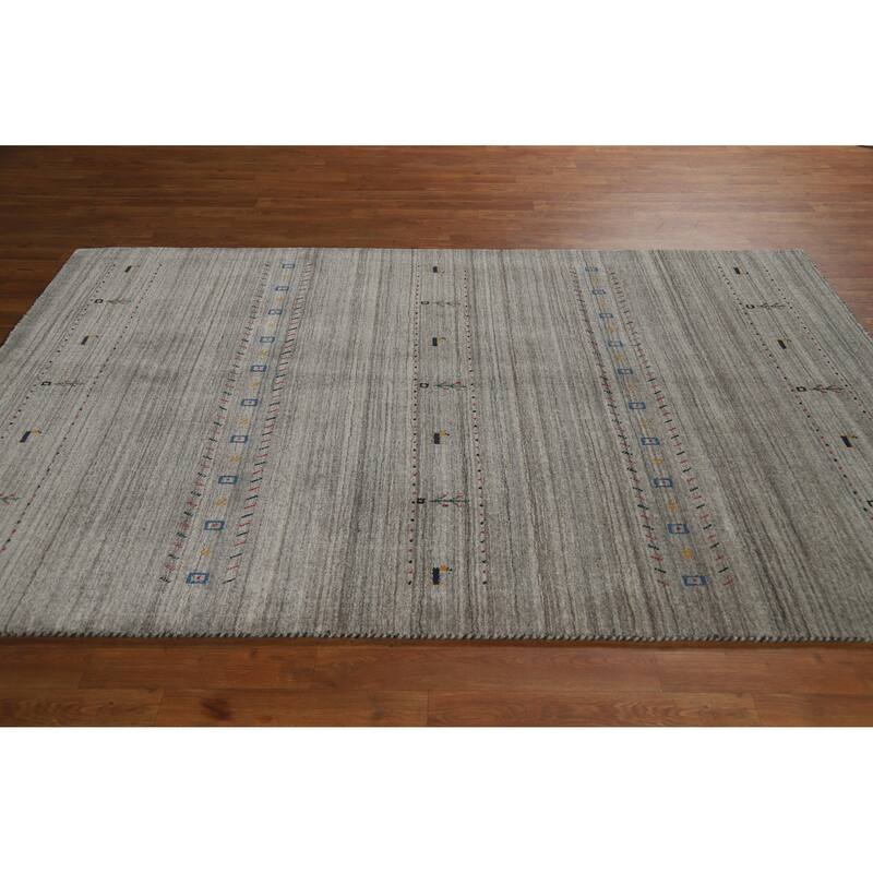 Oriental Grey Gabbeh Indian Area Rug Handmade Wool Carpet - 5'1" x 7'8"