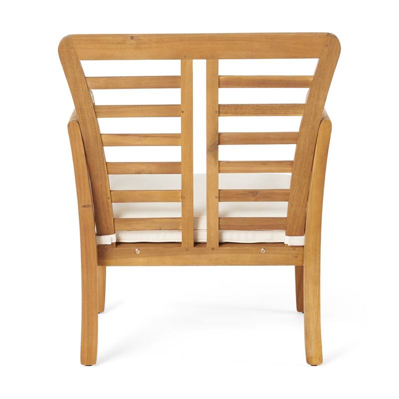 Caydon Acacia Wood Outdoor Club Chair and Coffee Table Set with Cushions by Christopher Knight Home