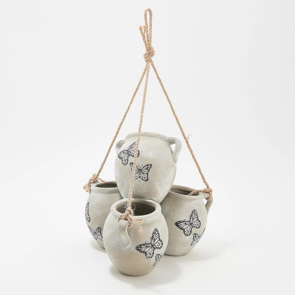 Hanging pot planter, white wash