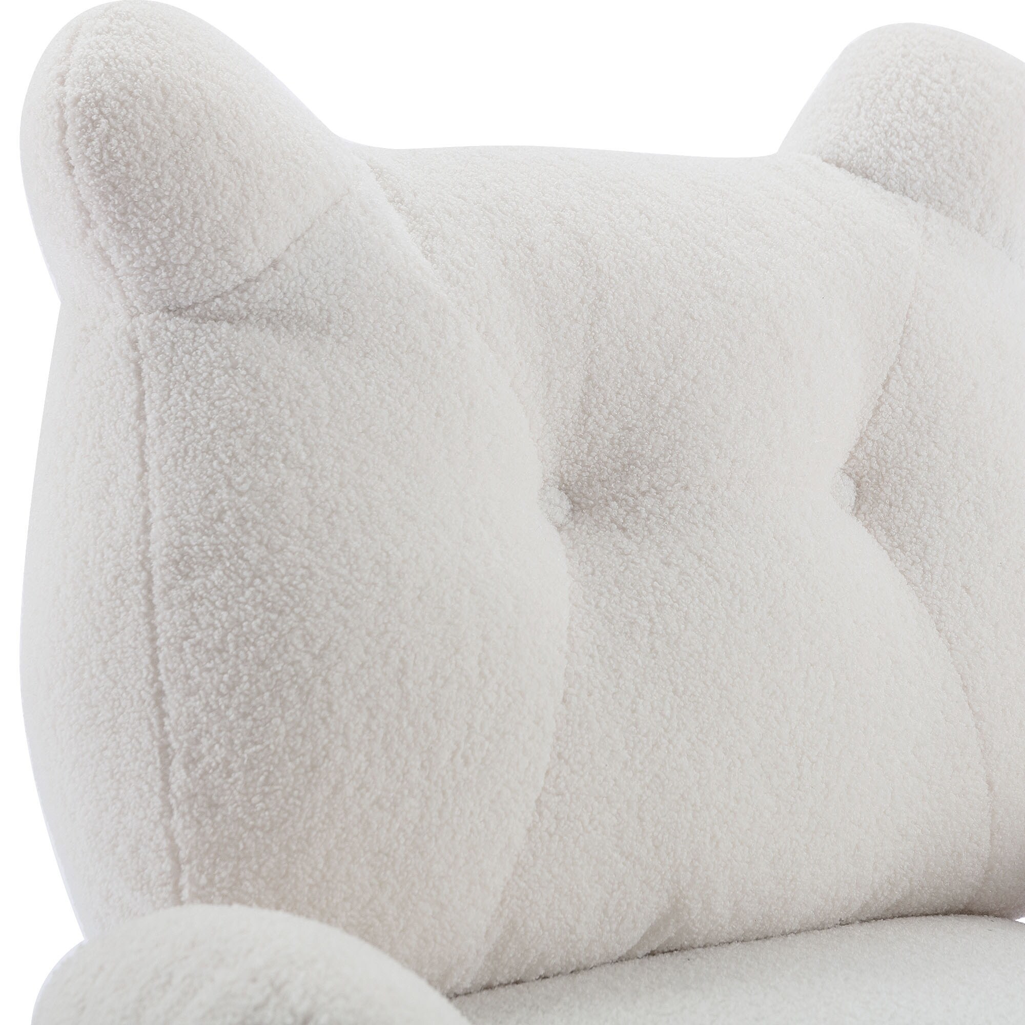 White Teddy Short Plush Particle Velvet Swivel Bear Barrel Accent