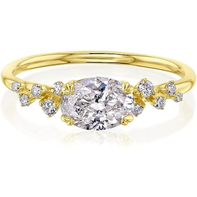 Kobelli 1.13 Carat Natural Diamond 14k Solid Yellow Gold Oval Speckled Diamond Ring (I/SI, I/SI)