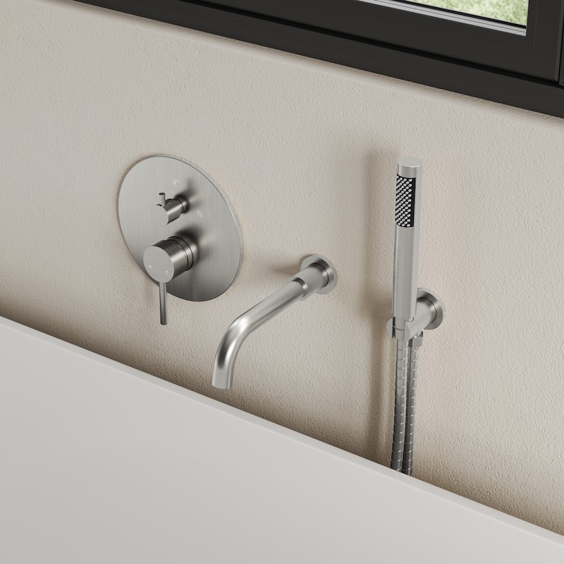 Wall-Mount Tub and Handheld Shower Faucet Set - Brushed Nickel