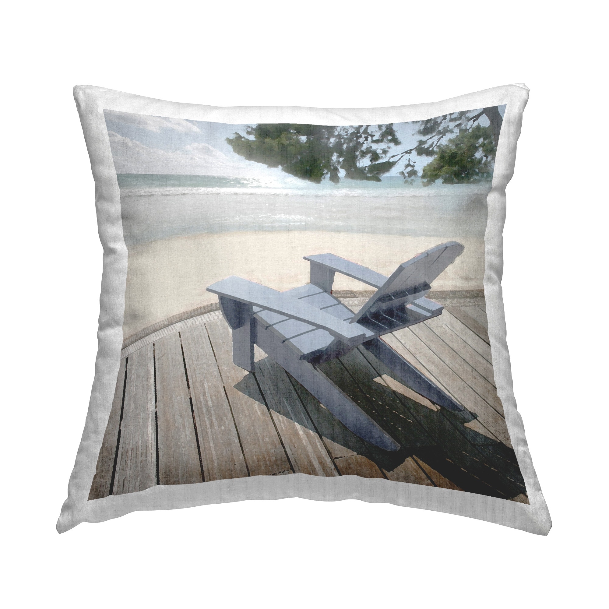 Stupell Greek Chair Beach Landscape Decorative Printed Throw Pillow Design by Noah Bay