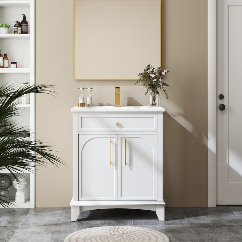 28" Freestanding Bathroom Vanity Cabinet with Sink