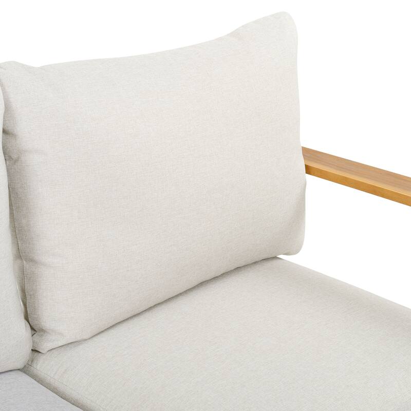 Christopher Knight Home - Lucas Outdoor 5-Piece Acacia Wood Sectional Sofa Set with Cushions