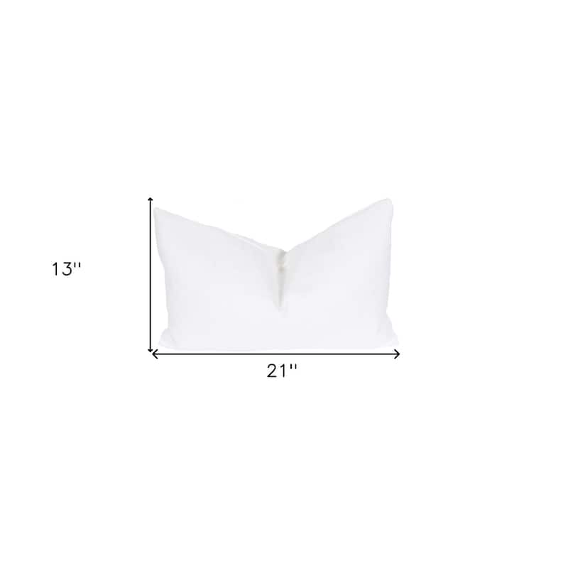 HomeRoots 13" X 21" White Polyester Zippered Pillow