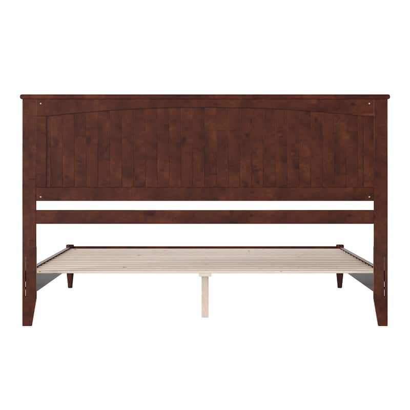 King Size Wood Platform Bed - Low Profile Modern Bed Frame Walnut Finish
