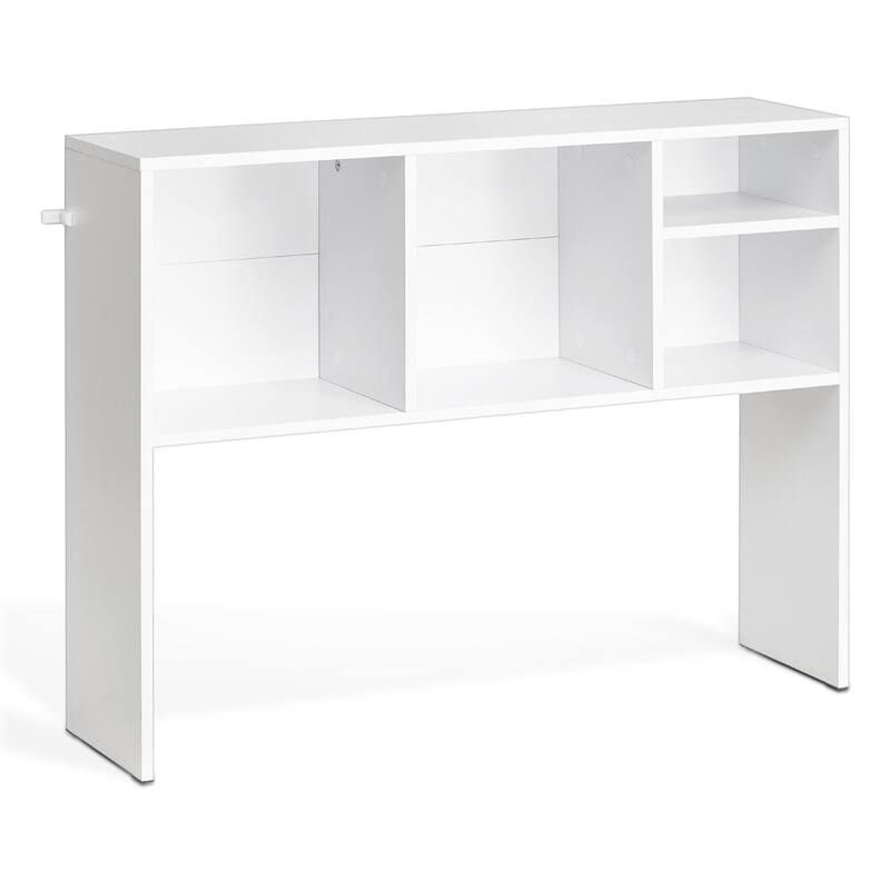 Particle Board Desktop Bookshelf, Storage Rack Wood Display Shelf and Safe - 37.0" L x 9.4" W x 28.7" H - White