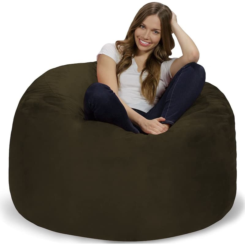 Bean Bag Chair 4-foot Memory Foam Removable Cover Bean Bags - Olive Micro Suede