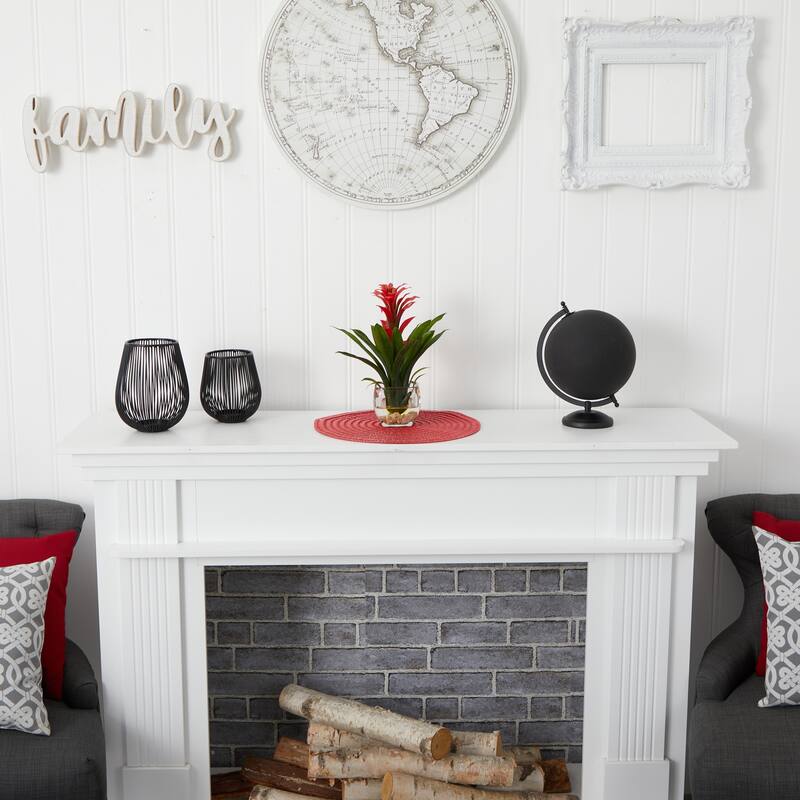 12" Artificial Bromeliad Plant with Glass Vase Arrangement