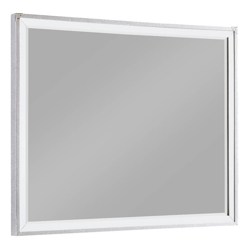 Chelle Silver 5-Piece Panel Bedroom Set with Mirror Trim