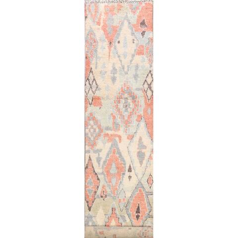 Tribal Moroccan Oriental Long Hallway Runner Rug Wool Hand-knotted - 3'1" x 14'4"