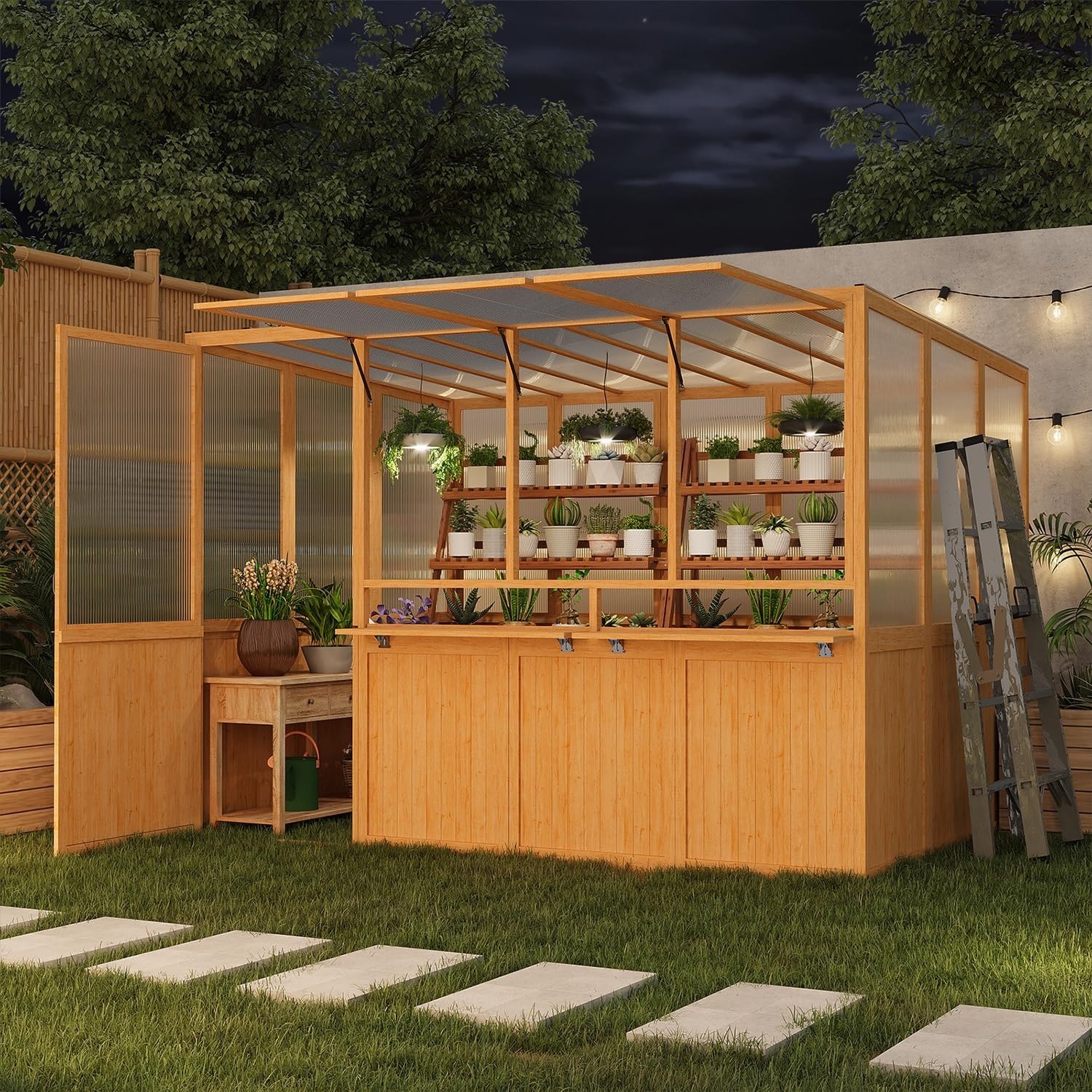 AECOJOY Heavy Duty Wood Greenhouse, Greenhouses for Outdoors with