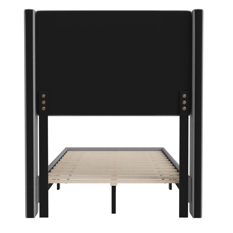 Upholstered Platform Bed with Wingback Headboard