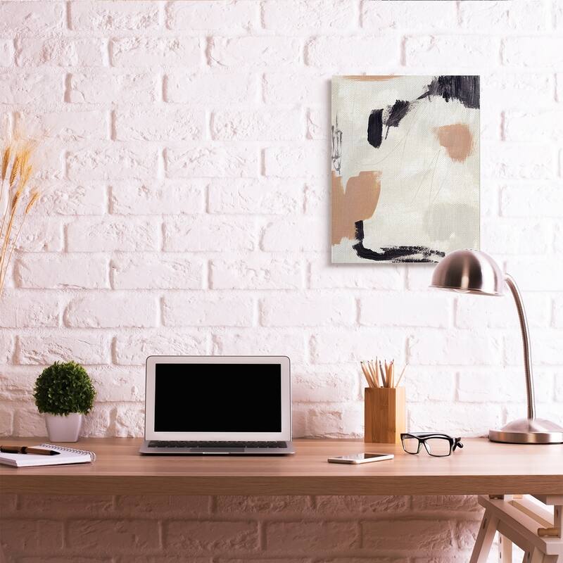 Stupell Expressive Abstract Composition Neutral Beige Black Canvas Wall Art