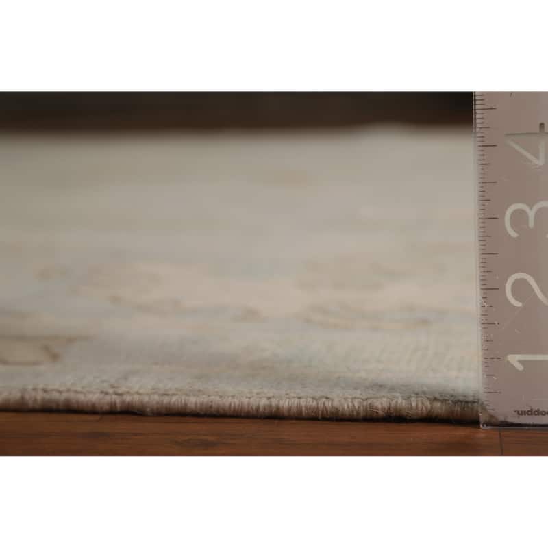 Vegetable Dye Blue Oushak Turkish Area Rug Handmade Wool Carpet - 7'10"x 9'11"