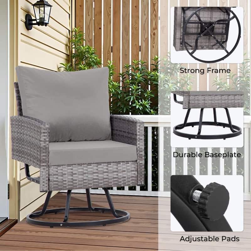 2-Person 360-Degree Rotating Patio Swivel Rocker Chairs with Side Table