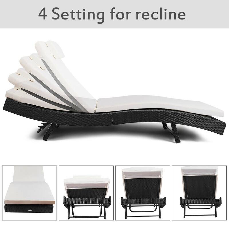 Outdoor Rattan Chaise Lounge Chair - 84.5" x 27.5" x 12.5" (L x W x H)