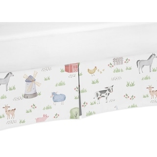 Farm Animals Collection Boy or Girl Crib Bed Skirt - Watercolor Farmhouse Horse Cow Sheep Pig