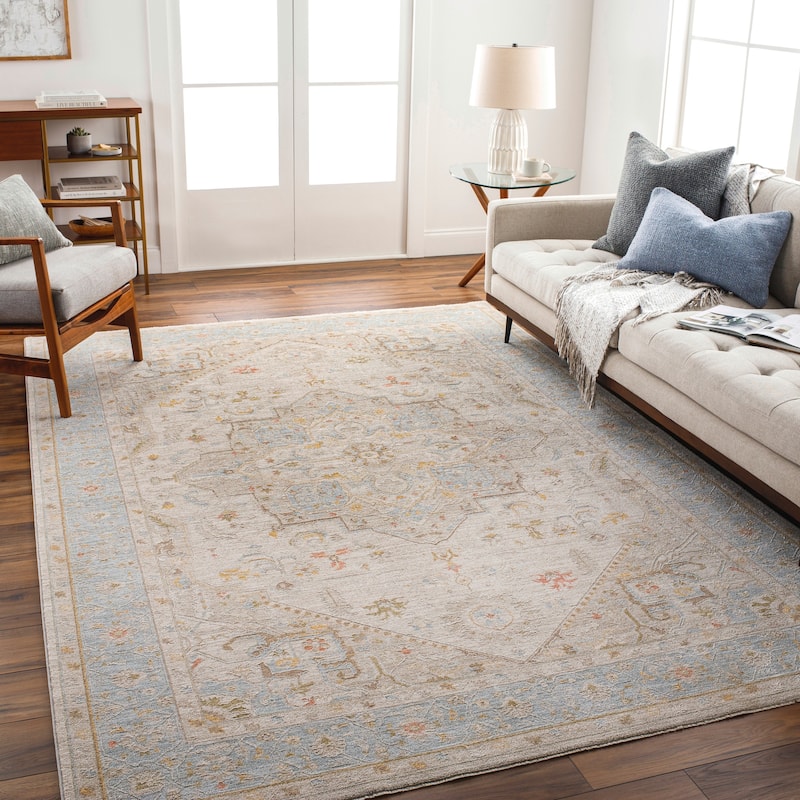 Livabliss Lavya Vintage Persian Area Rug - Blue/Beige - 6'7" Round