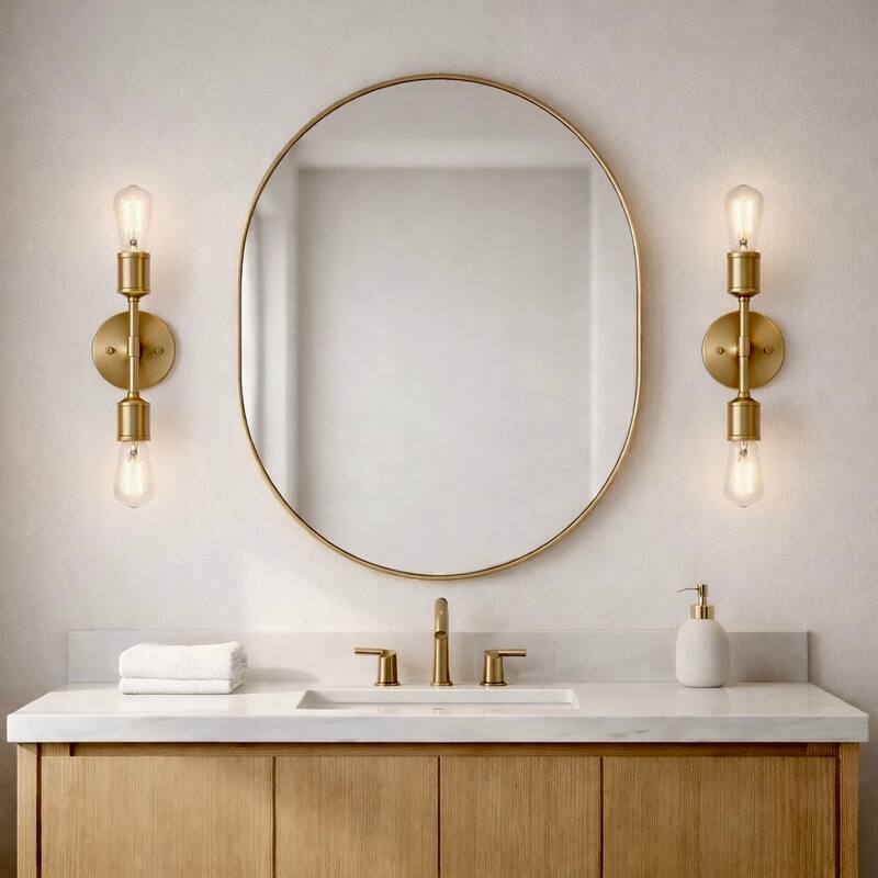 Tonula Double-Light Wall Sconce with Satin Brass Finish