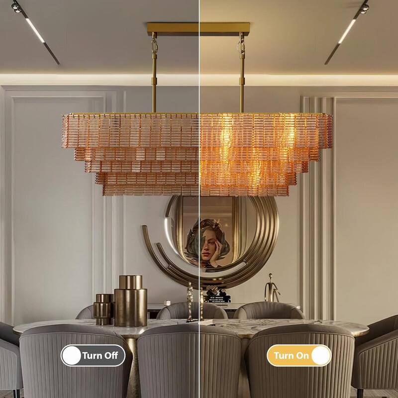 KAYLA Rectangle Ceiling Chandeliers Big Home Decoration Large Hanging Lamps for Dining Room,Pendant Lights