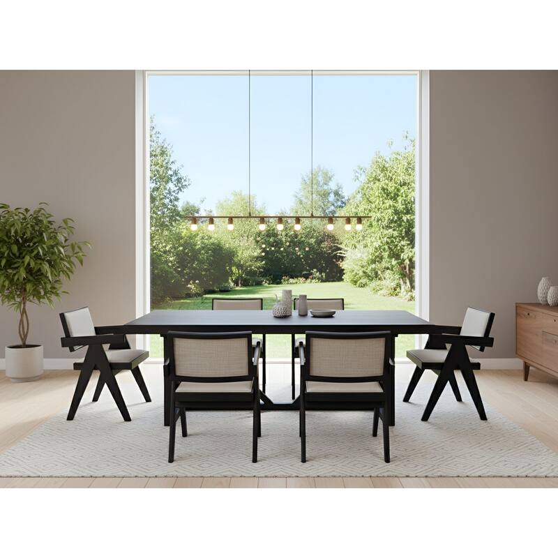 Alpine Furniture Raquel 84"W Rectangular Dining Table in Black