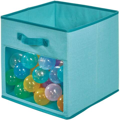 iDesign Fabric Storage Cube Bin With Clear Window, 13x13x13 Inches - 13x13x13 Inches