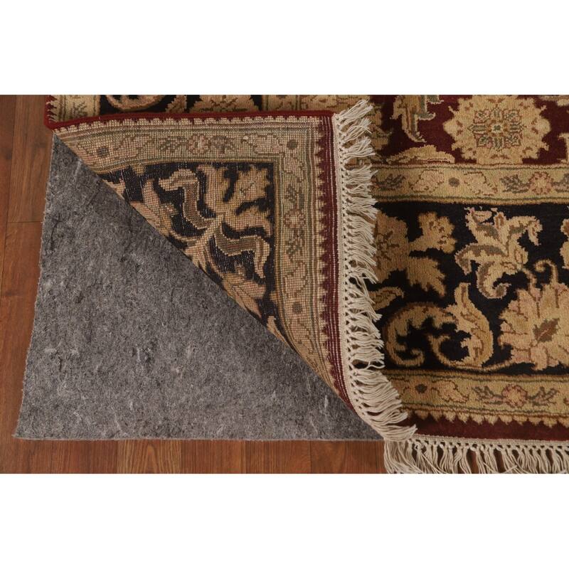 Traditional Floral Agra Oriental Area Rug Handmade Red Wool Carpet - 6'1" x 9'3"