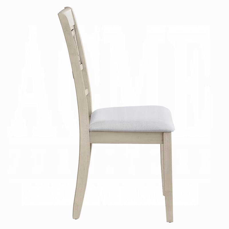 Feri Side Dining Chair Set of 2, Designer Bone White, Beige Linen