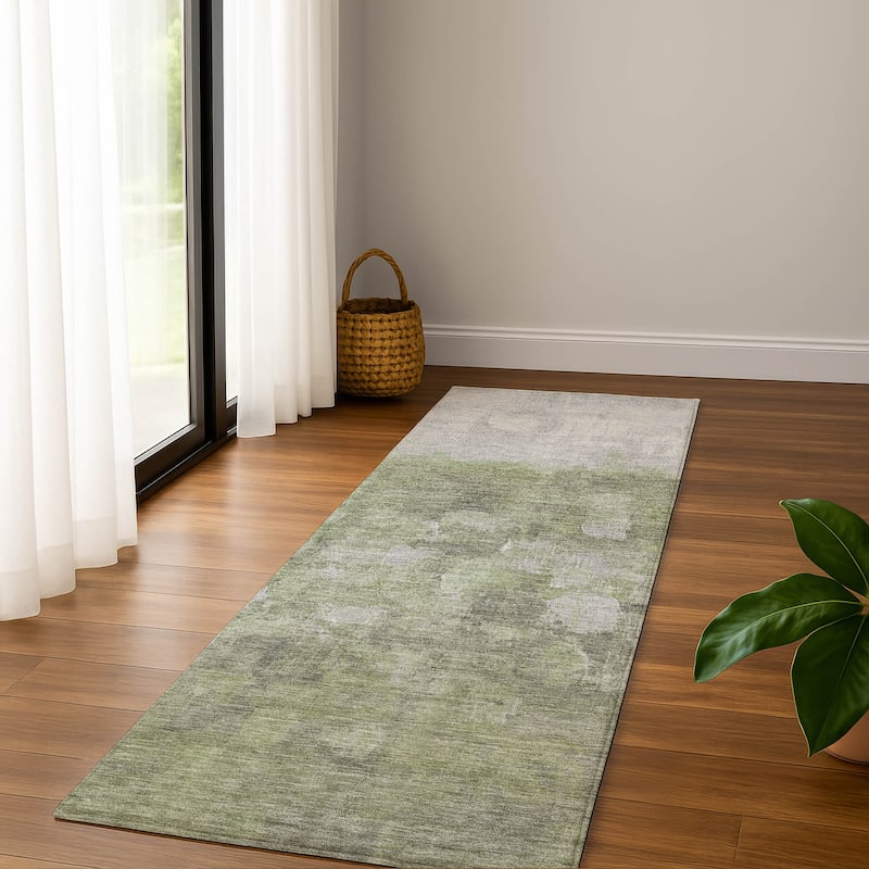 Premium Washable Super Soft Ombre Brushstrokes Mayfield Rug - Fern - 2'3" x 7'6"