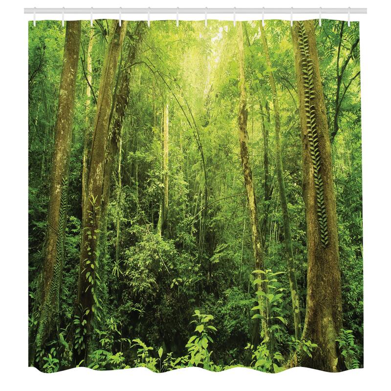 Ambesonne Rainforest Shower Curtain, Cloth Fabric Bathroom Decor Set