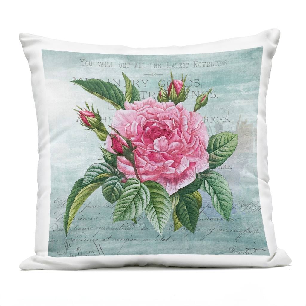 Stupell Pink Dahlia over Rustic Printed Outdoor Throw Pillow Design by Susan Arnot