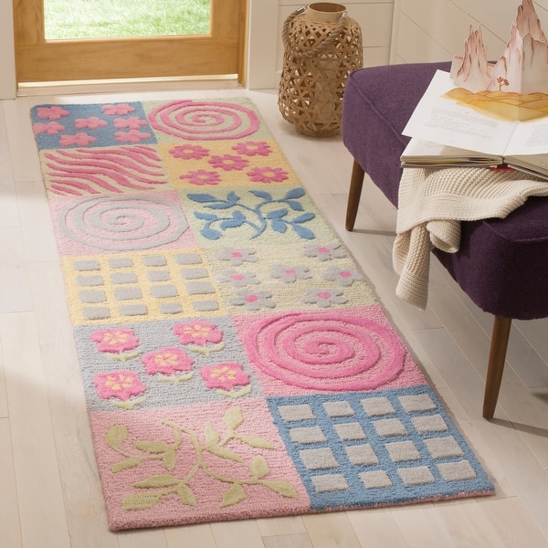 slide 2 of 16, SAFAVIEH Handmade Children's Patchworks Pink New Zealand Wool Rug