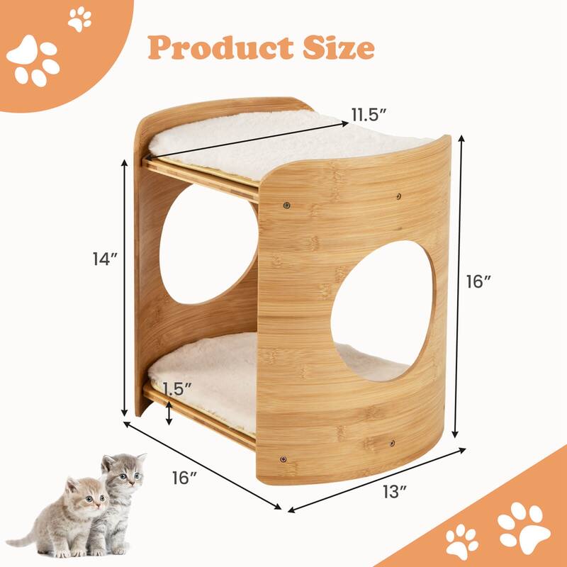 Costway 2-tier Cat Tower for Indoor Cats with Double Beds Removable & - See Details