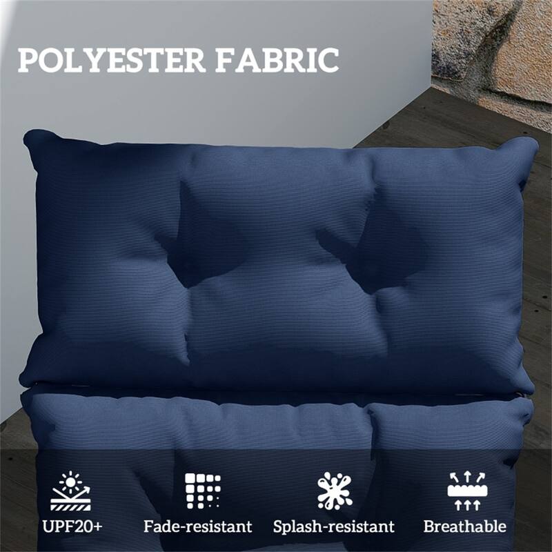 Outdoor and Indoor Lounge Chair Cushion Polyester Foam Padding Blue Brown UV Resistant Splash Proof - 74.8" L x 22" W x 3.9" D