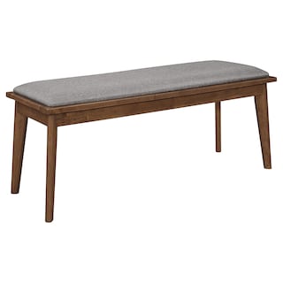 Alfredo Grey and Natural Walnut Upholstered Dining Bench