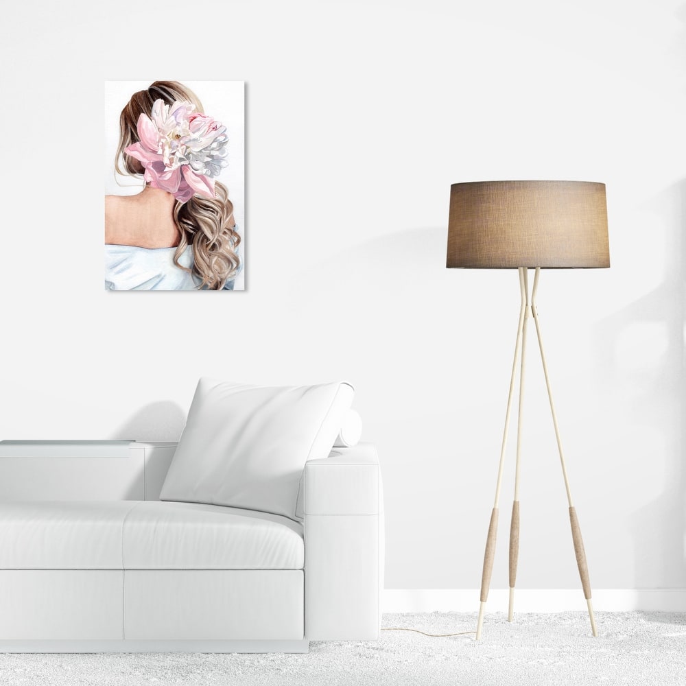 Wynwood Studio Fashion and Glam Beautiful Hair White and Pastel Pink Traditional Wall Art Canvas Print