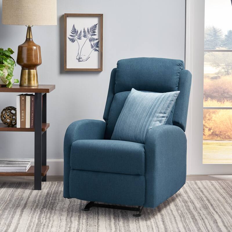 25" Wide Manual Rocker Recliner, High Back Leisure Chair for Living Room Upholstered Single Sofa Chair for Bedroom - Navy Blue