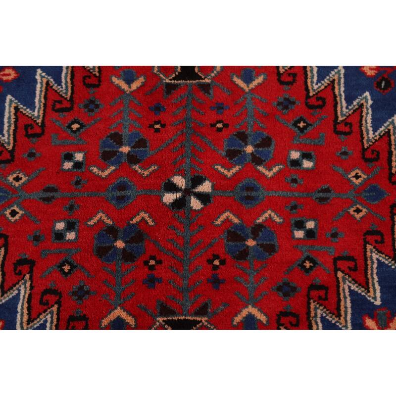 Vintage Blue Tribal Sirjan Persian Area Rug Handknotted Wool 4'10" x