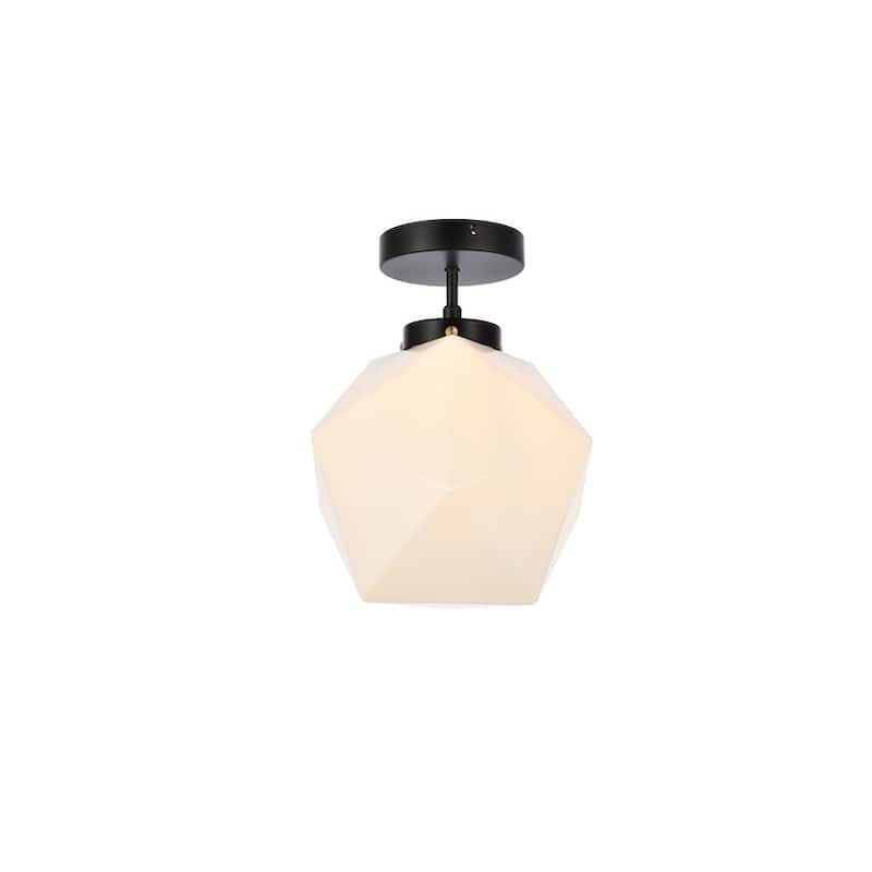 Lance 1 Light White Glass Flush Mount - 9.8 Inch