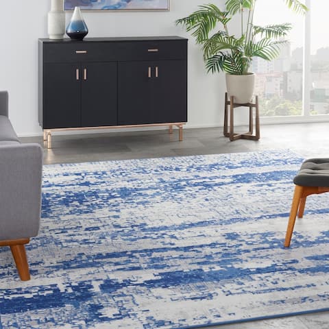 Nourison Whimsicle Modern Abstract Ivory Navy Area Rug