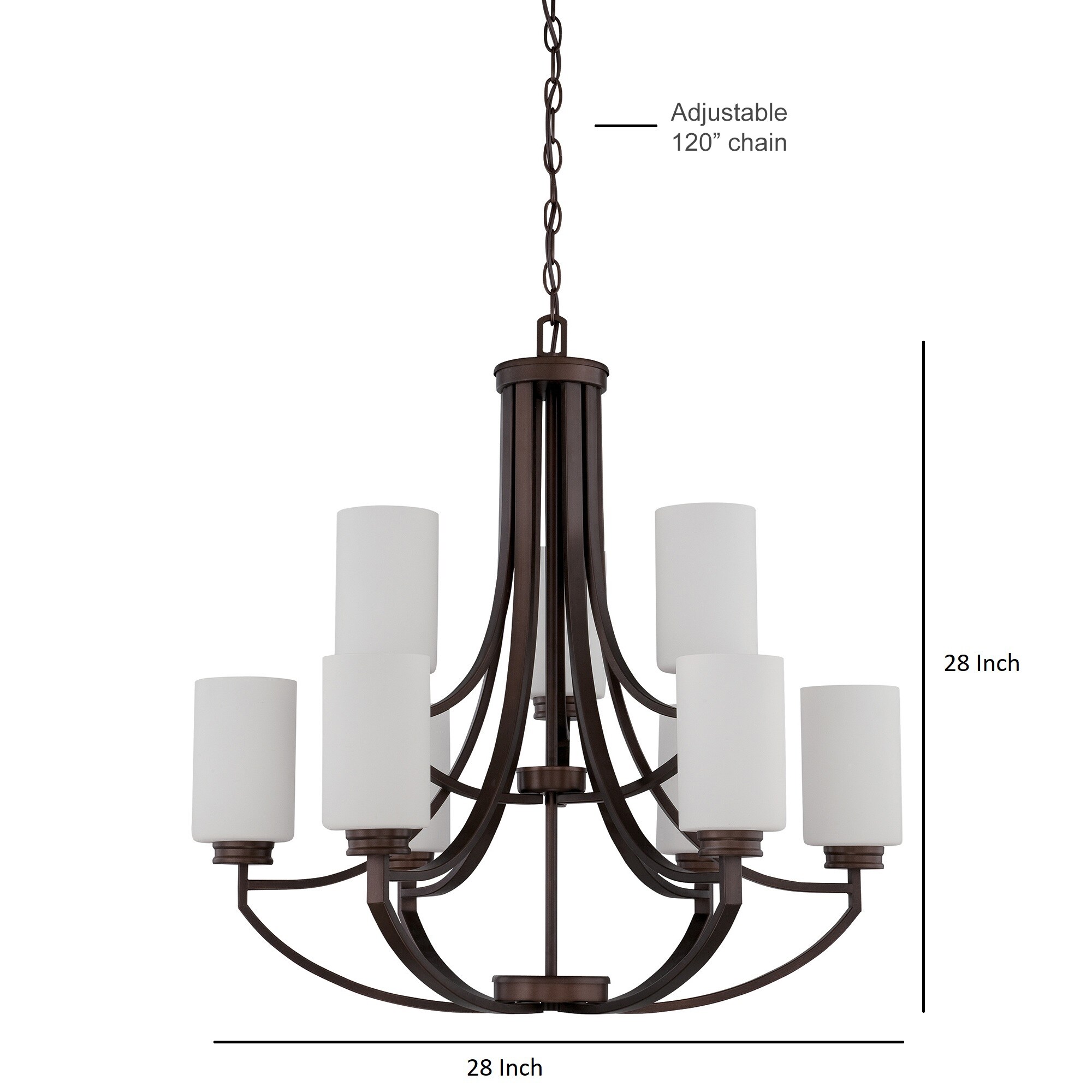 Dalton Chandelier, Metal Ceiling Light Fixture with Opal - Picture 12 of 15