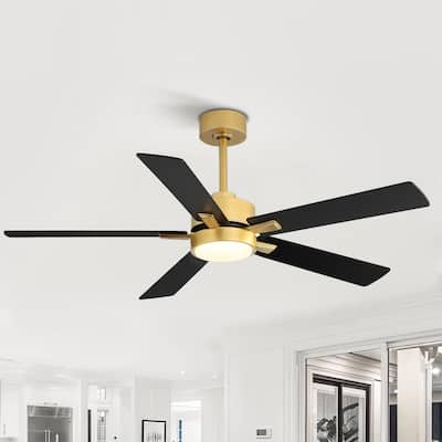 52-IN LED Gold 5 Blade Ceiling Fan with Light Kit and Remote-